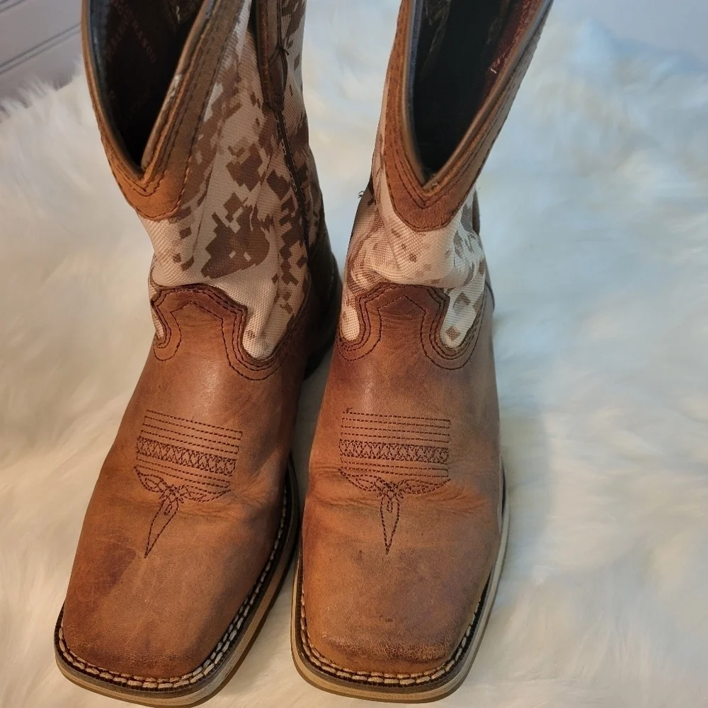 Durango Kids Brown and Camouflage Cowboy Boots 8